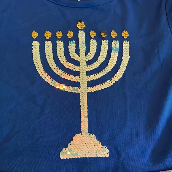 Cat & Jack Hanukkah Long Sleeve Sequin Flip Tulle Dress - Picture 3 of 8